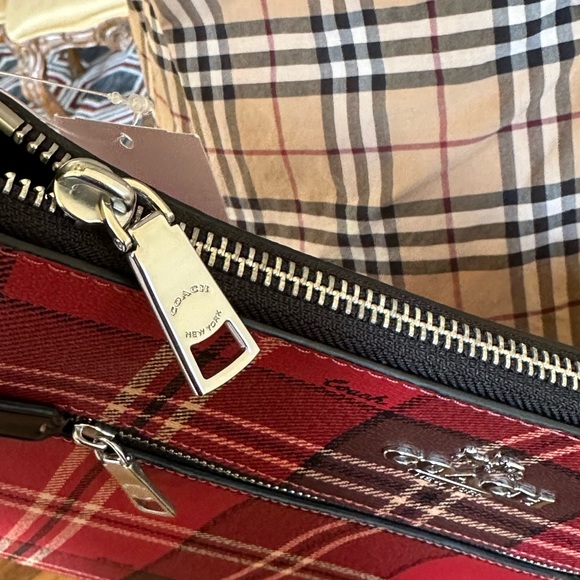 Coach Bag W/ Tartan Plaid Print Rowan File handbag purse NWT - Picture 3 of 10